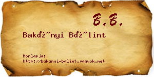 Bakányi Bálint névjegykártya